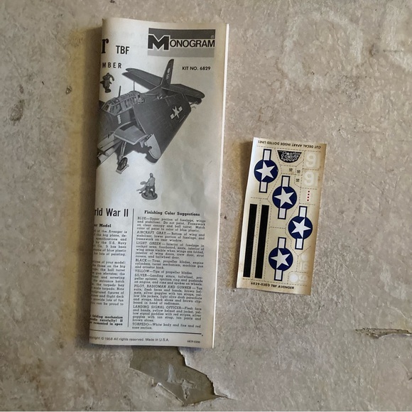 1973 Vintage Monogram Avenger WW2 Fighter Plane Model Kit - Picture 3 of 3